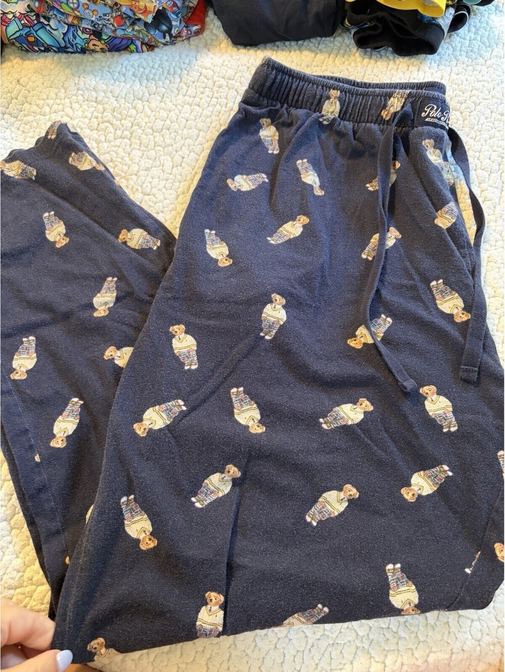 Polo Ralph Lauren Pajama Pants Mens Large Blue Polo Bear Print Lounge Sleepwear